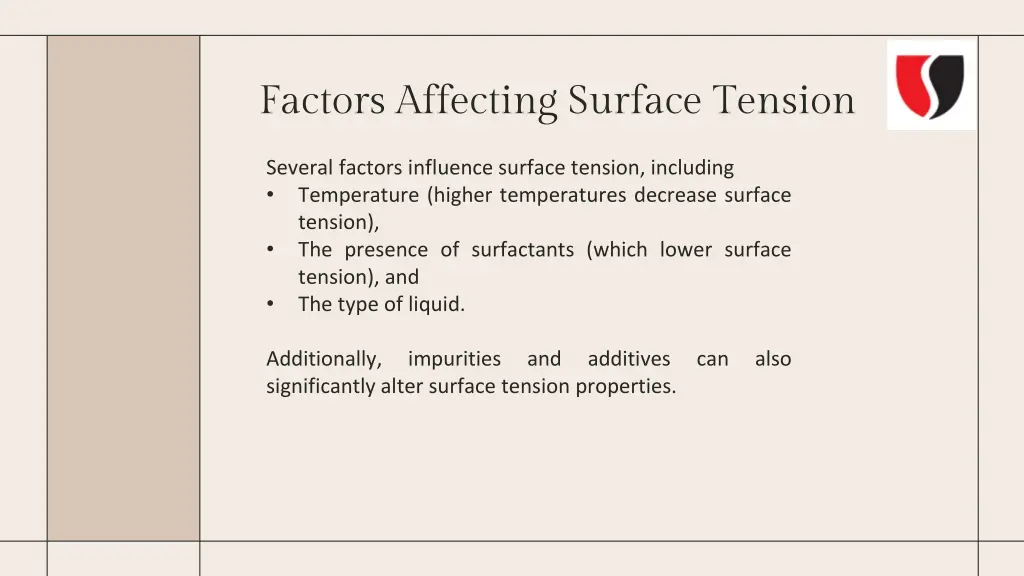factors affecting surface tension