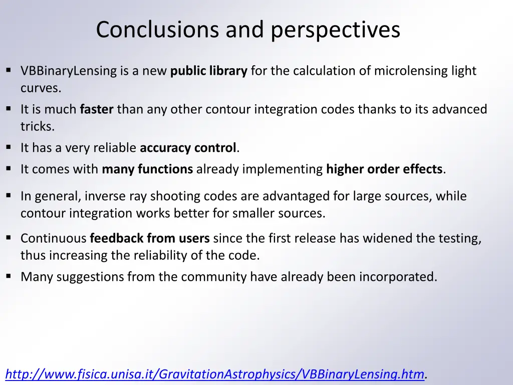 conclusions and perspectives