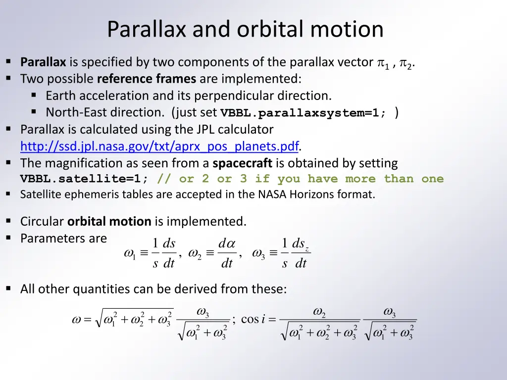 parallax and orbital motion