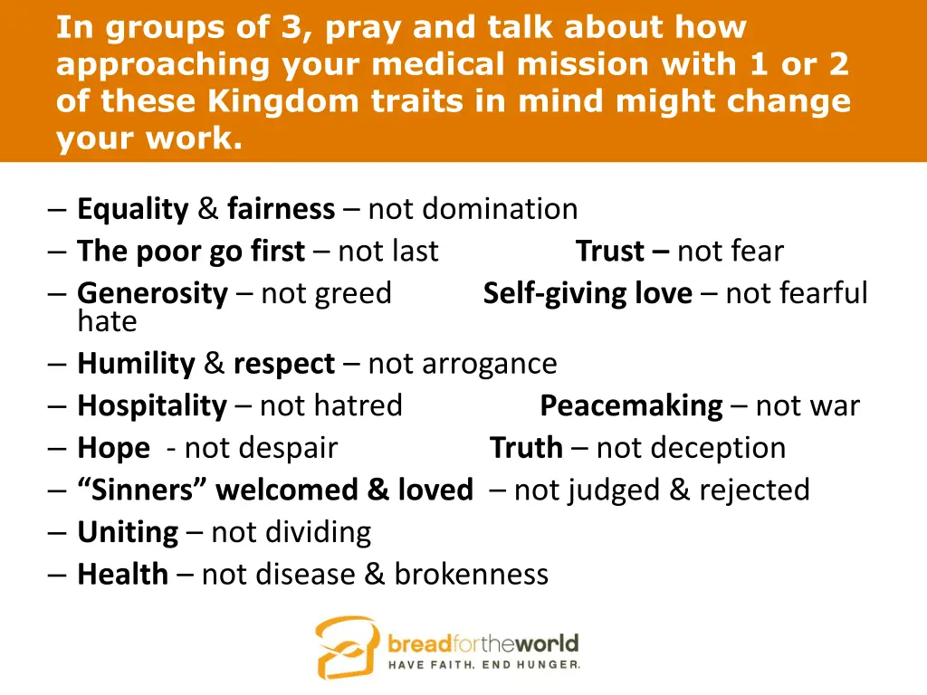 in groups of 3 pray and talk about