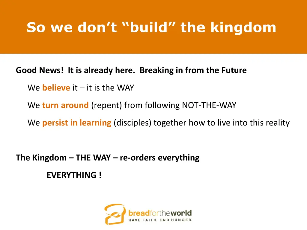 so we don t build the kingdom