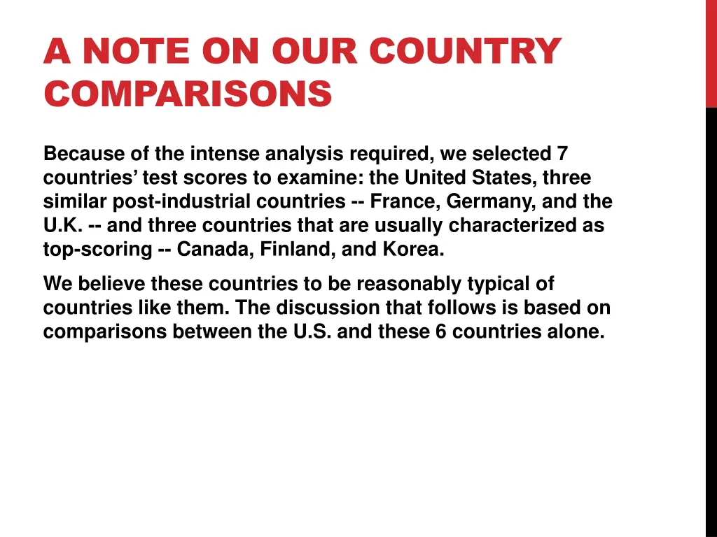 a note on our country comparisons