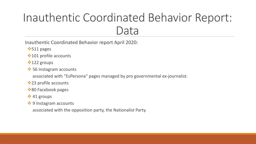 inauthentic coordinated behavior report data