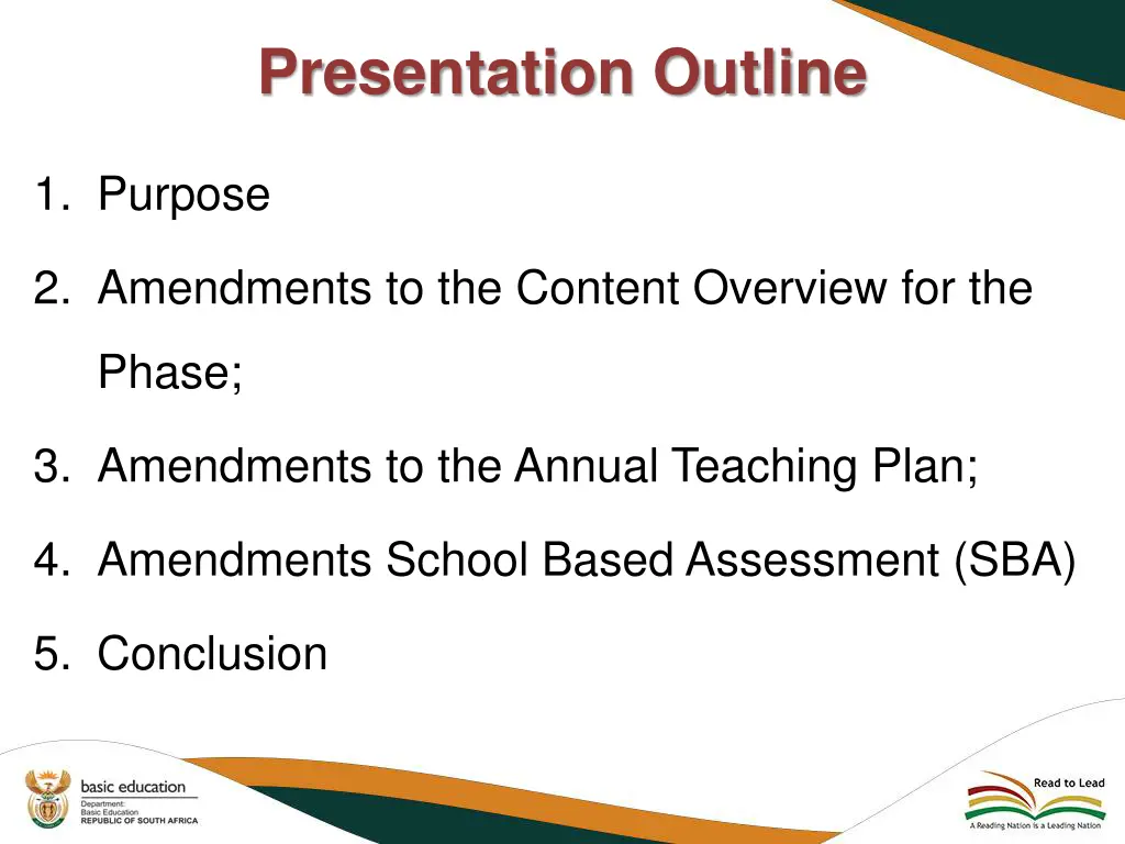 presentation outline