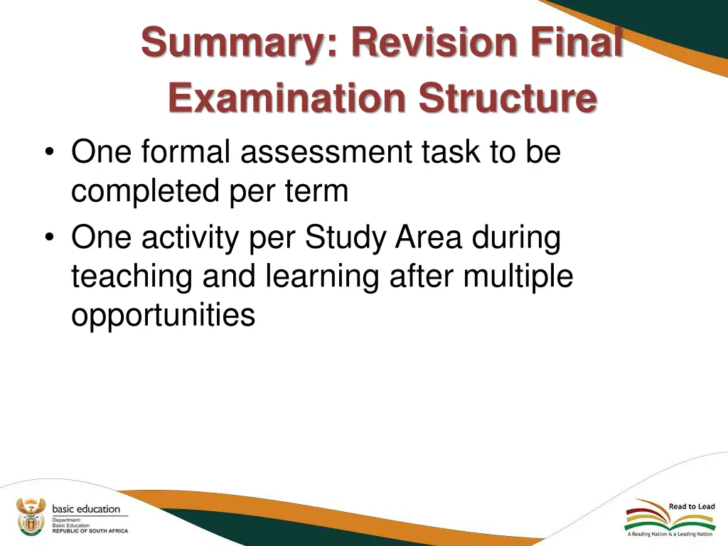 summary revision final examination structure
