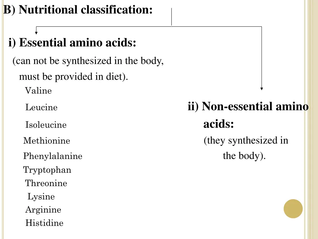 b nutritional classification