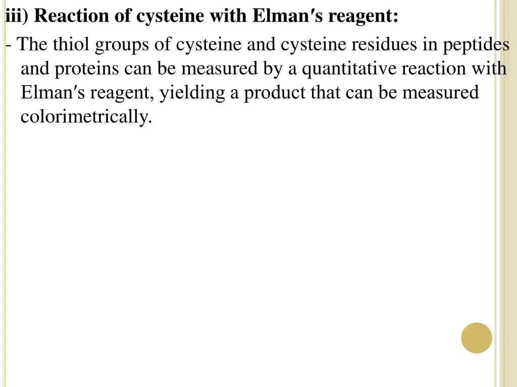 iii reaction of cysteine with elman s reagent