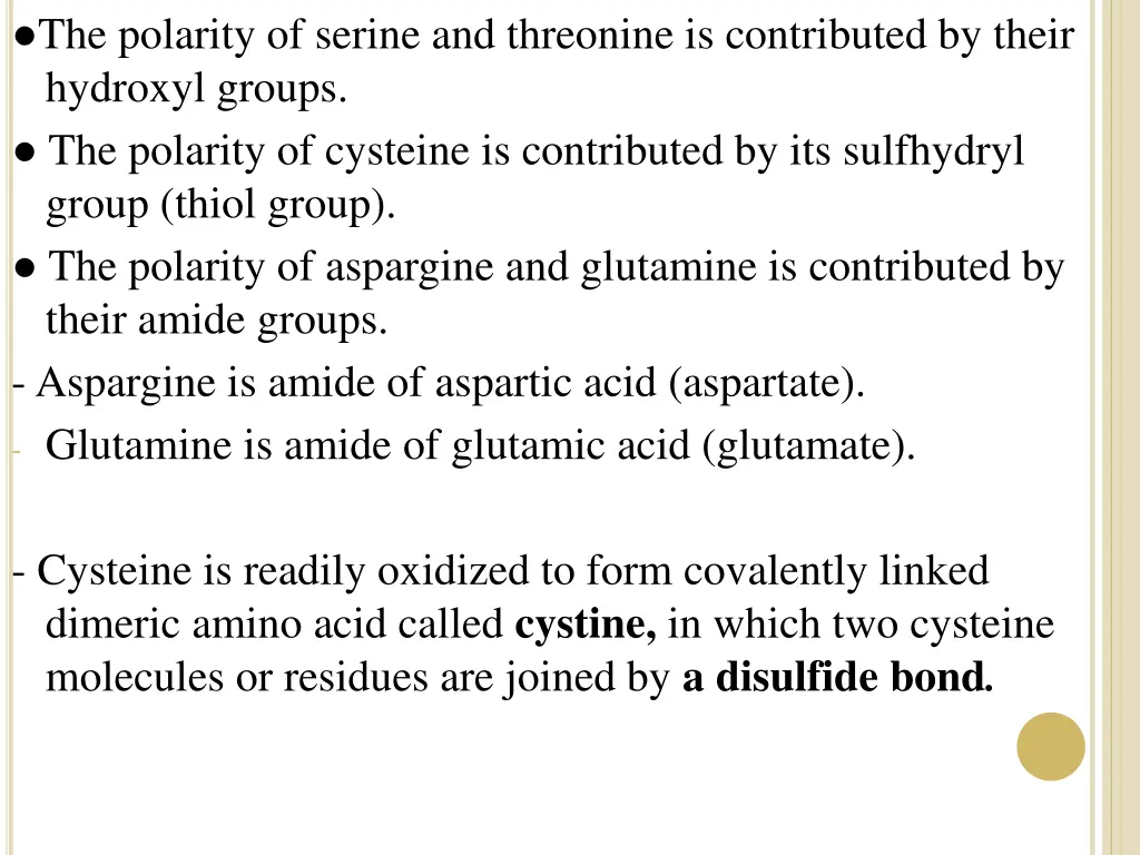 the polarity of serine and threonine