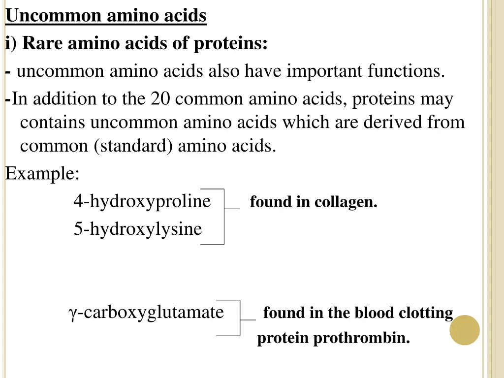 uncommon amino acids i rare amino acids