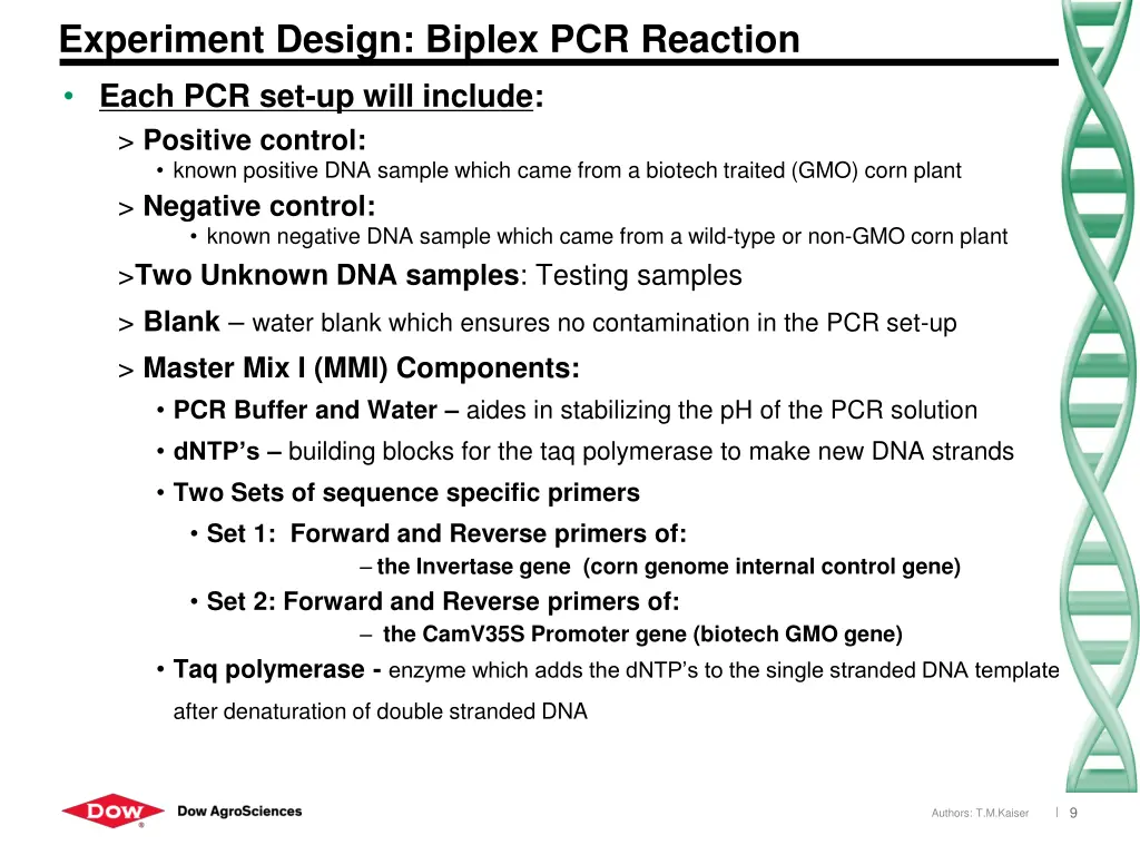 experiment design biplex pcr reaction