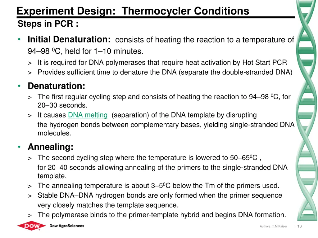experiment design thermocycler conditions