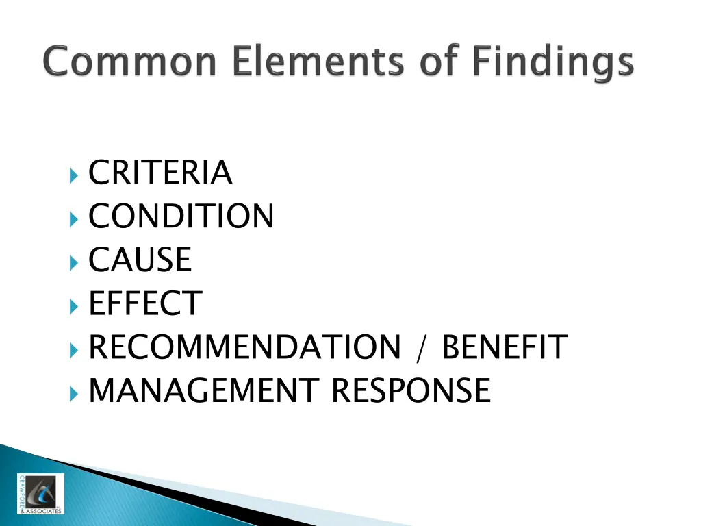 criteria condition cause effect recommendation