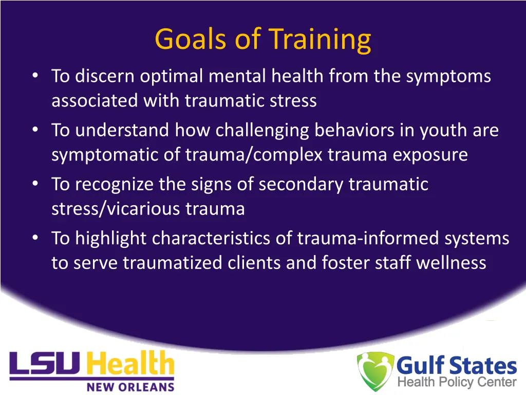 goals of training