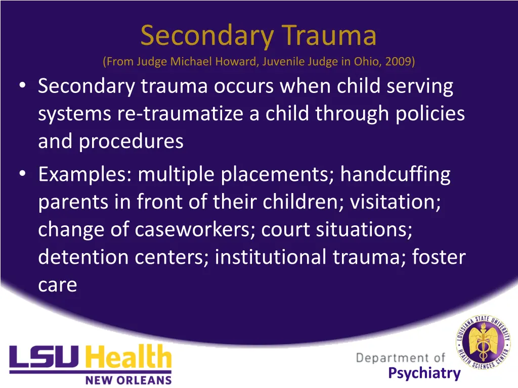secondary trauma from judge michael howard