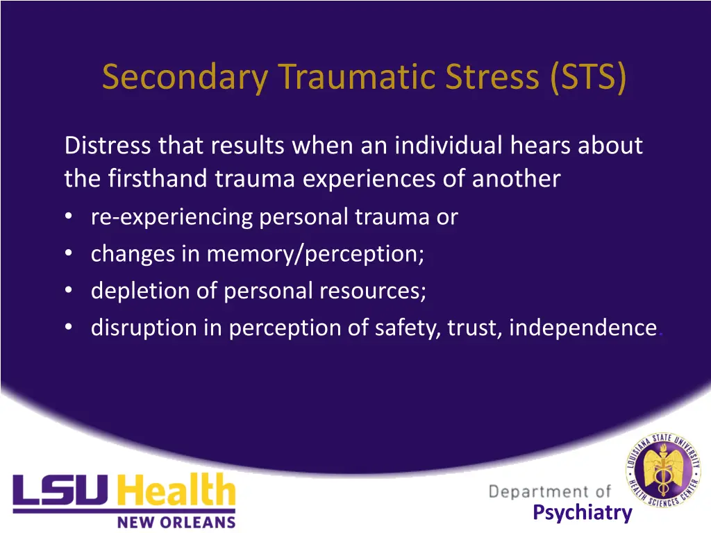 secondary traumatic stress sts