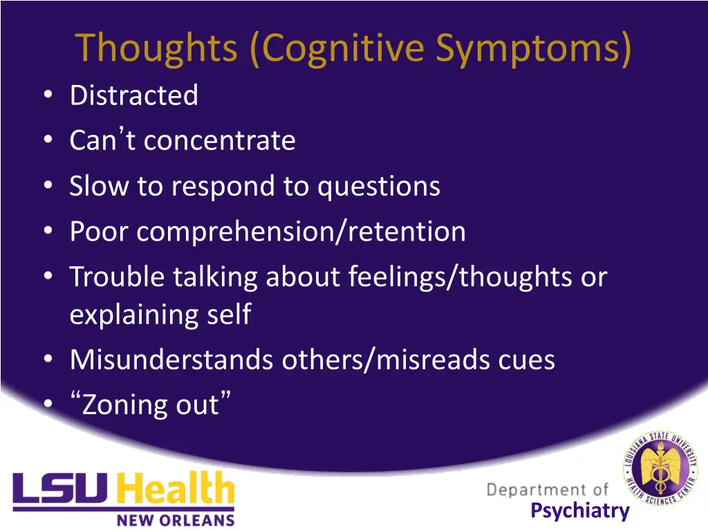 thoughts cognitive symptoms