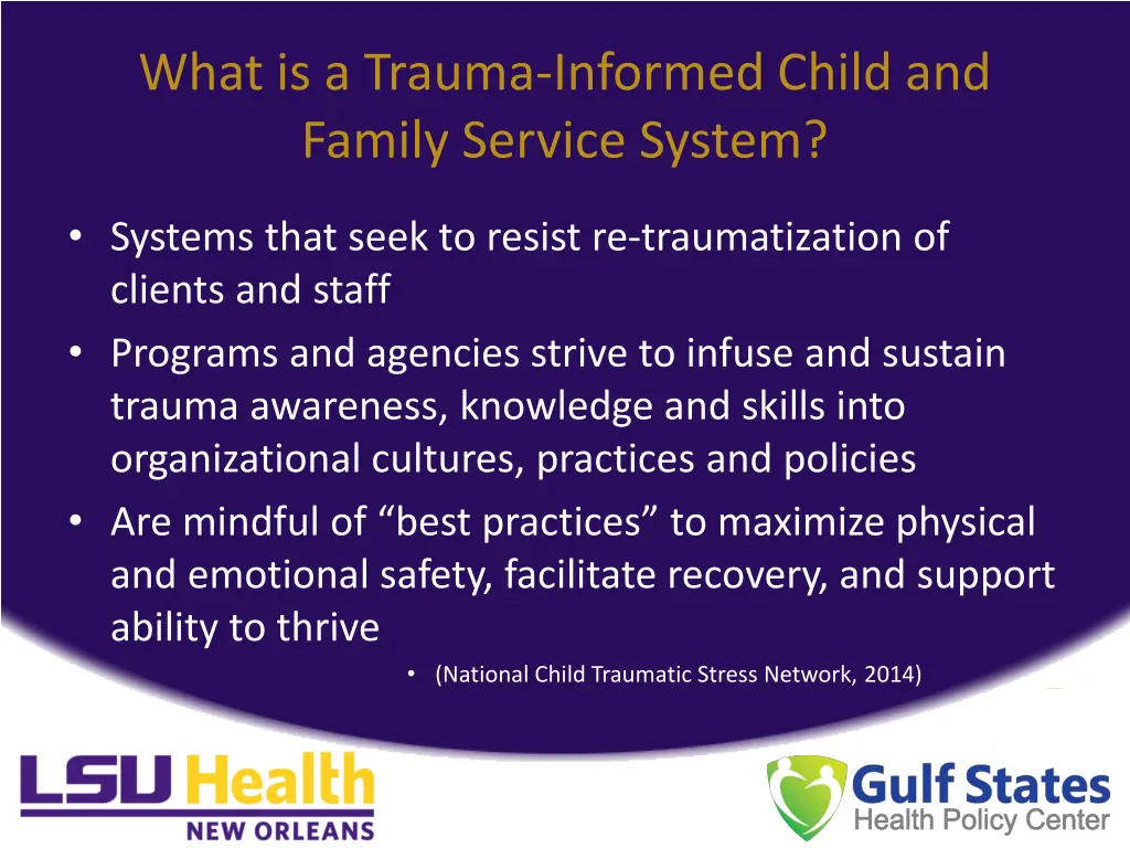 what is a trauma informed child and family
