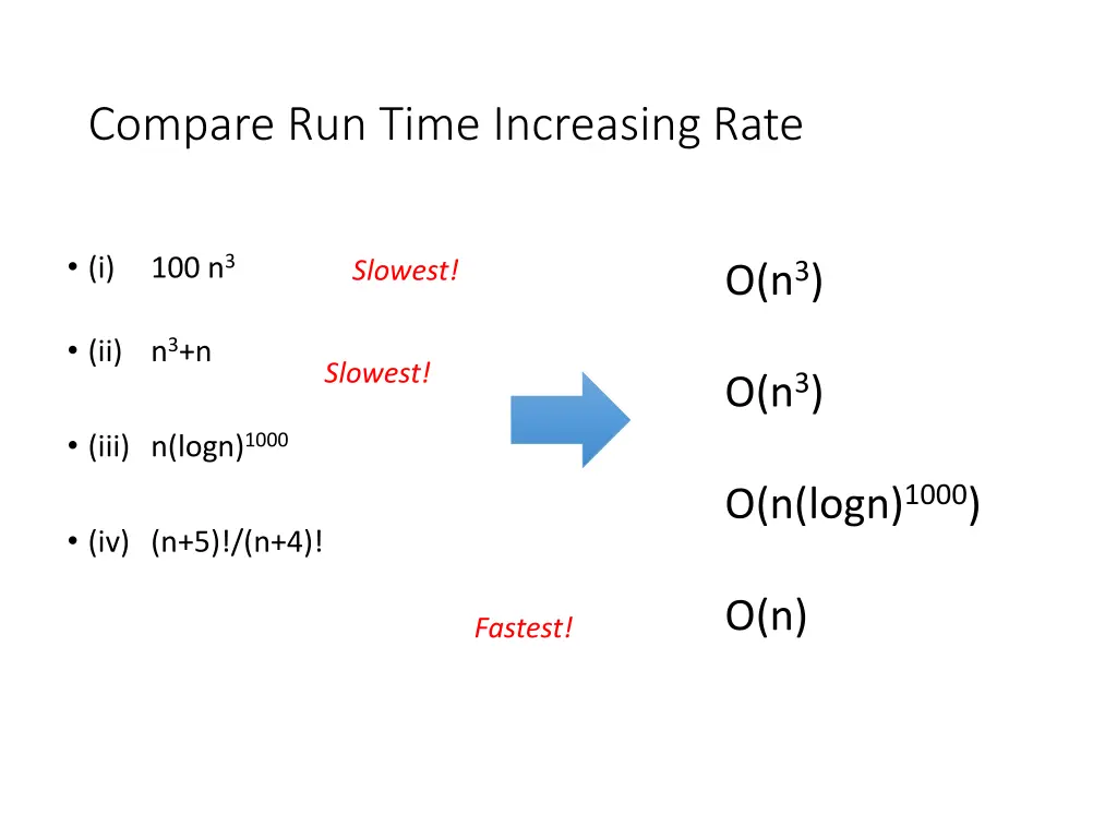 compare run time increasing rate
