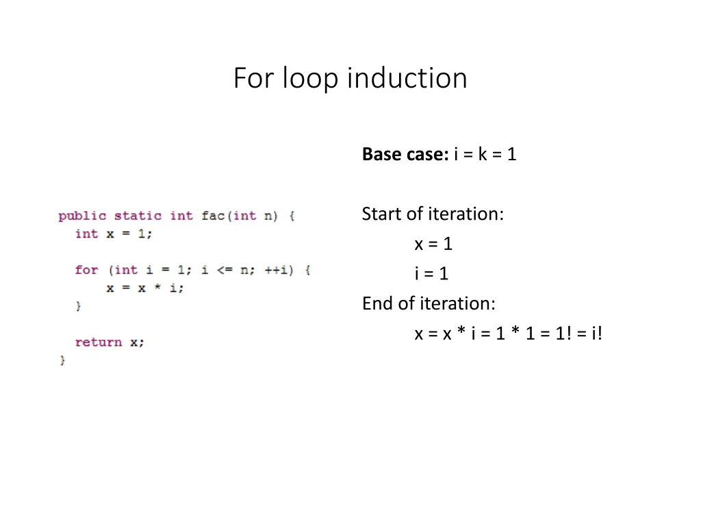 for loop induction 1