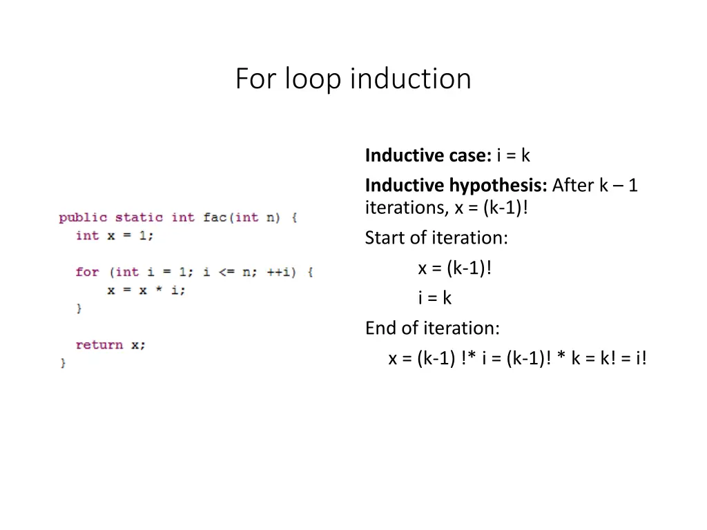 for loop induction 2