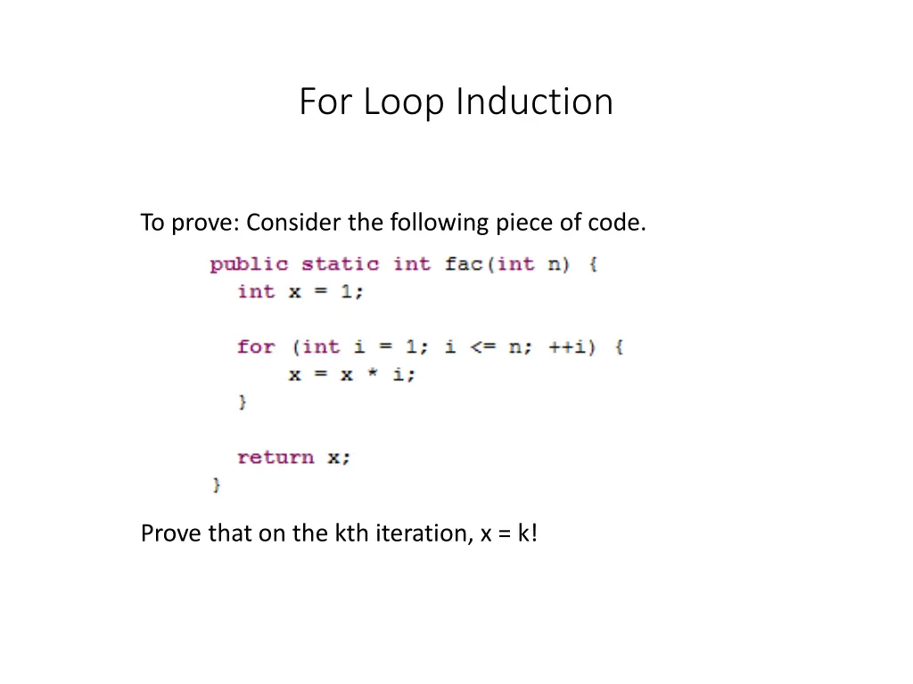 for loop induction