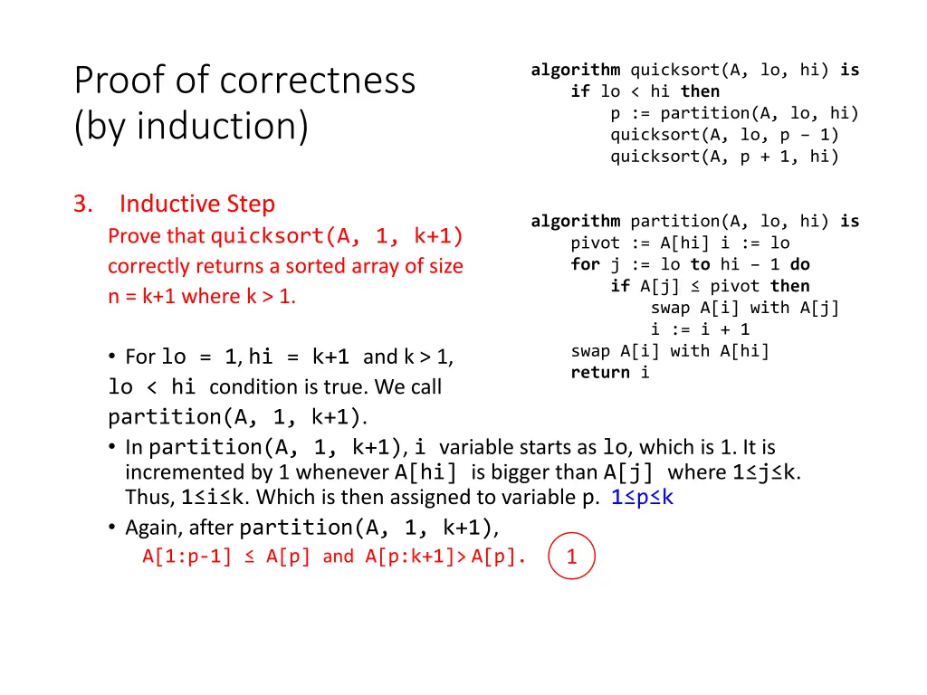 proof of correctness by induction 1
