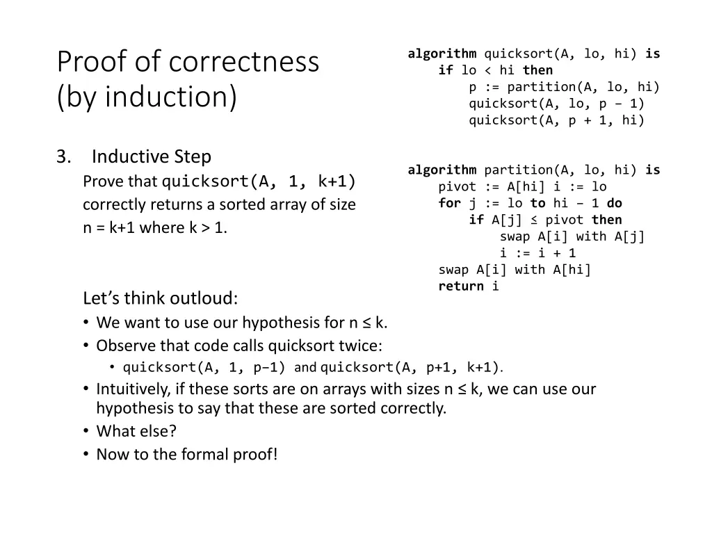proof of correctness by induction
