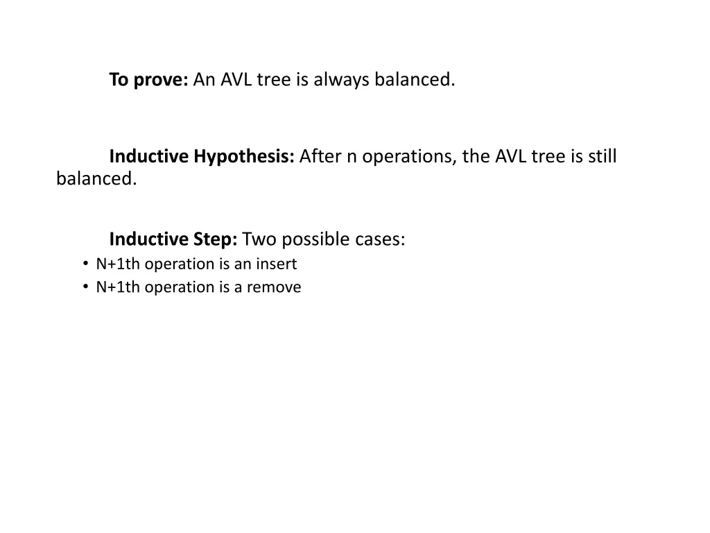 to prove an avl tree is always balanced 1