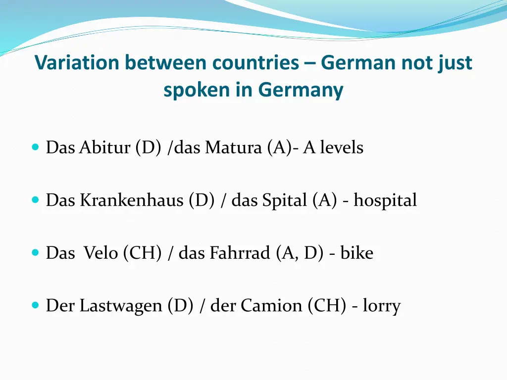 variation between countries german not just
