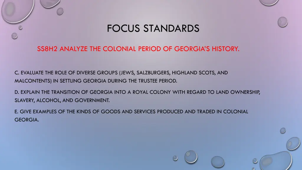 focus standards