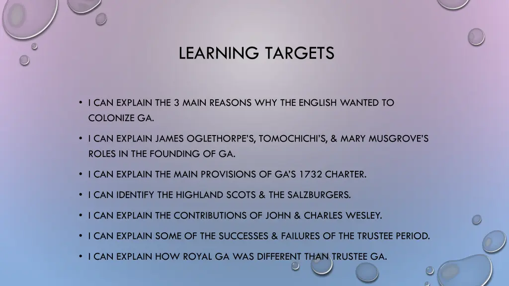 learning targets