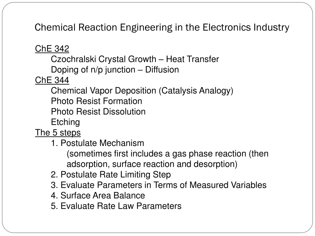 chemical reaction engineering in the electronics 1