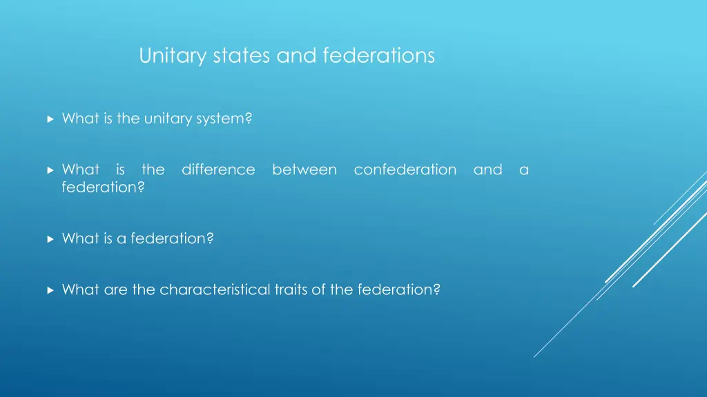 unitary states and federations
