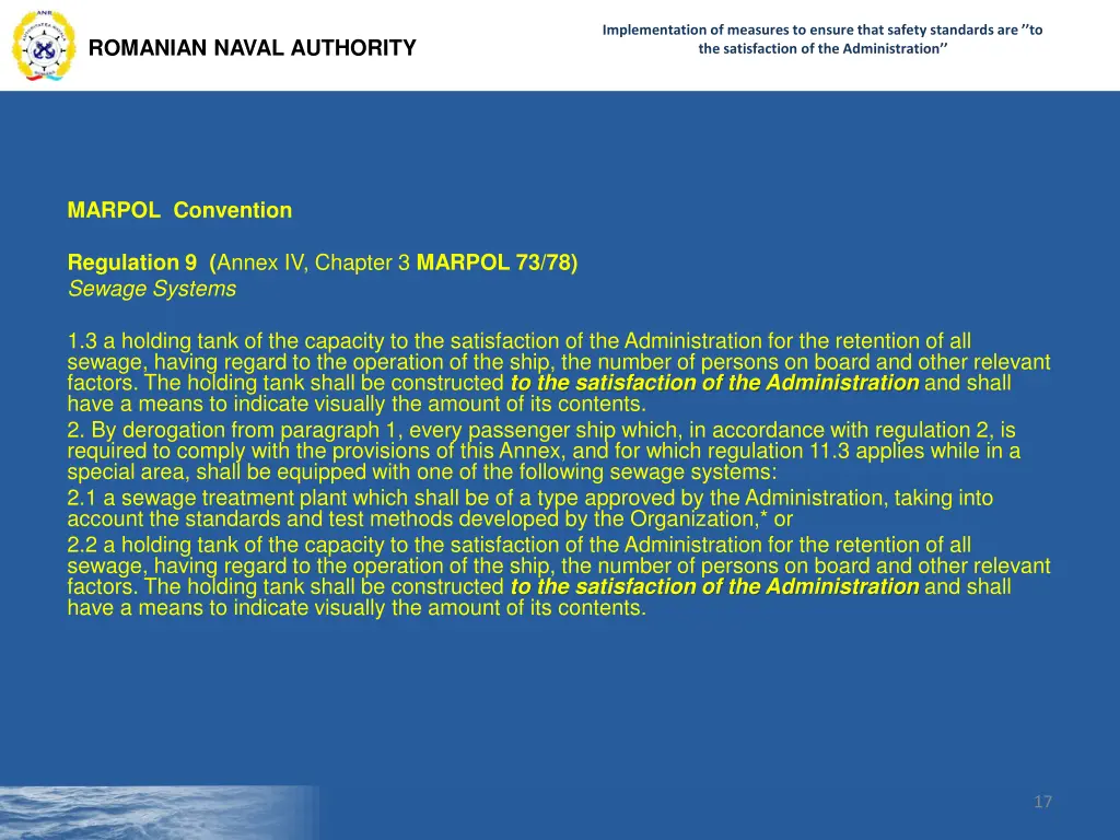 implementation of measures to ensure that safety 15
