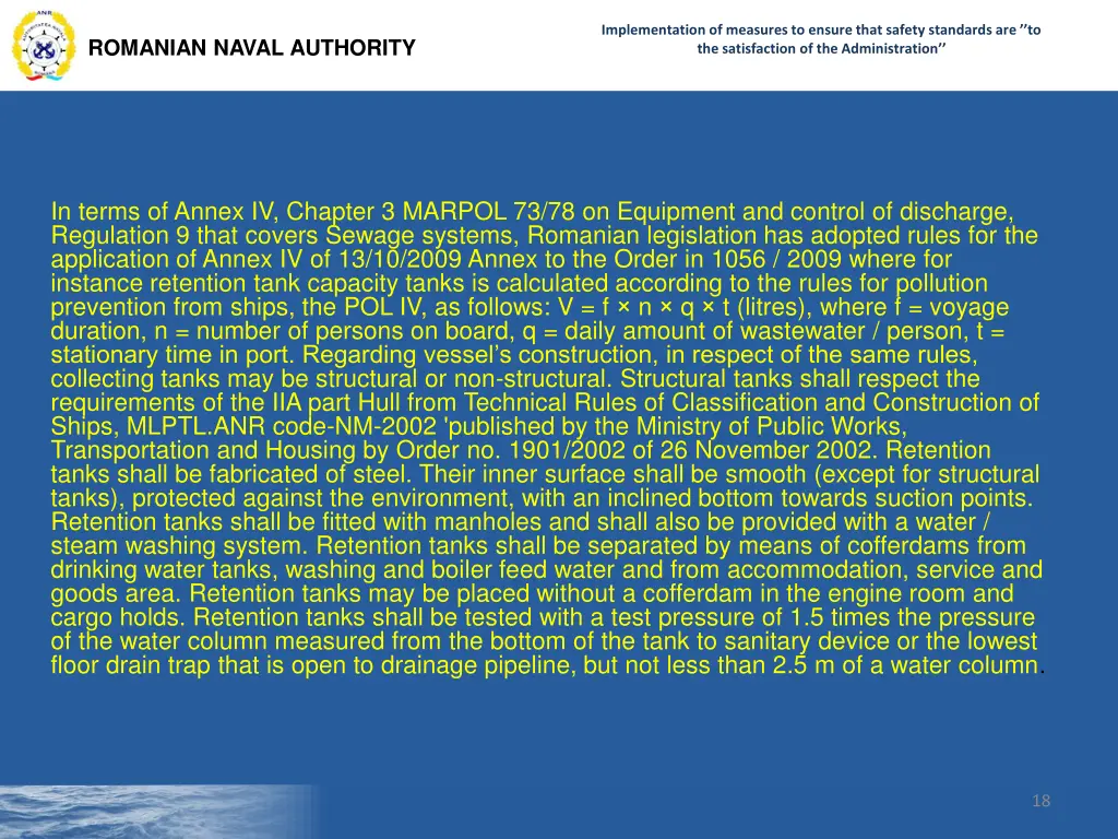 implementation of measures to ensure that safety 16