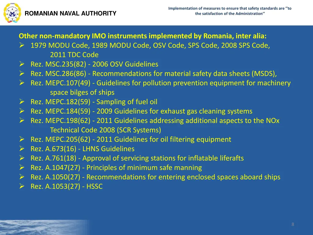 implementation of measures to ensure that safety 6