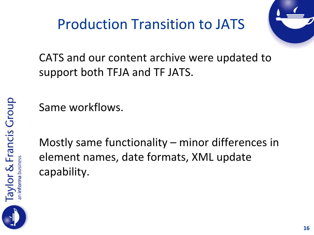production transition to jats