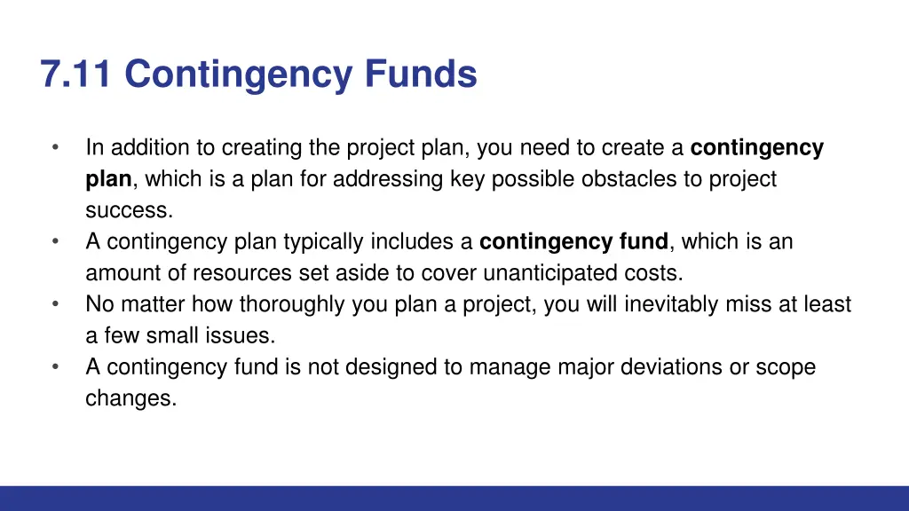 7 11 contingency funds