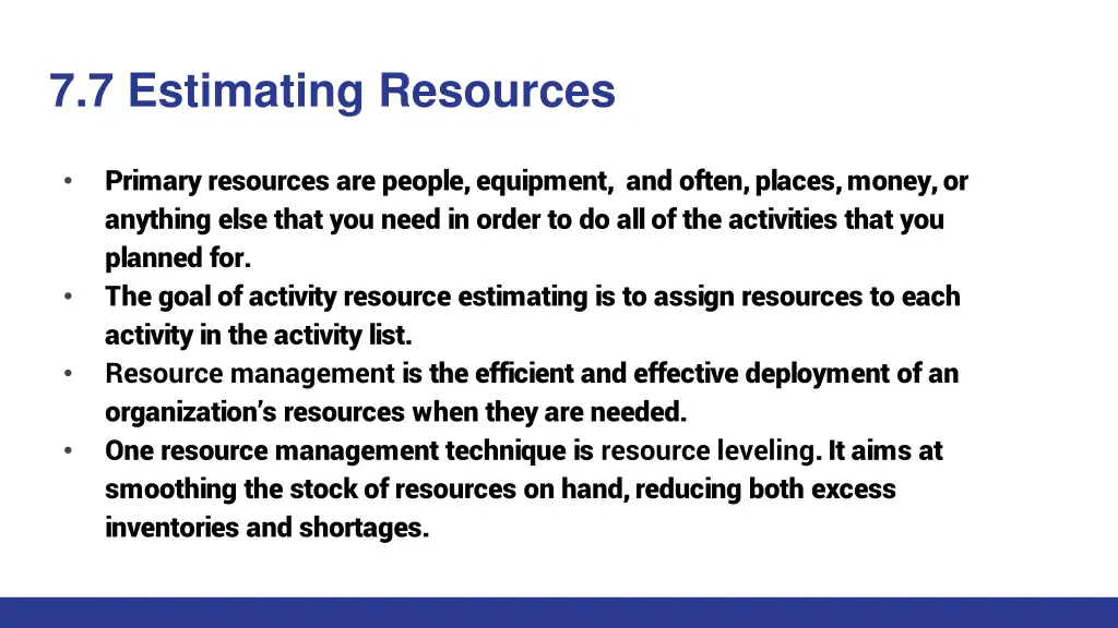 7 7 estimating resources
