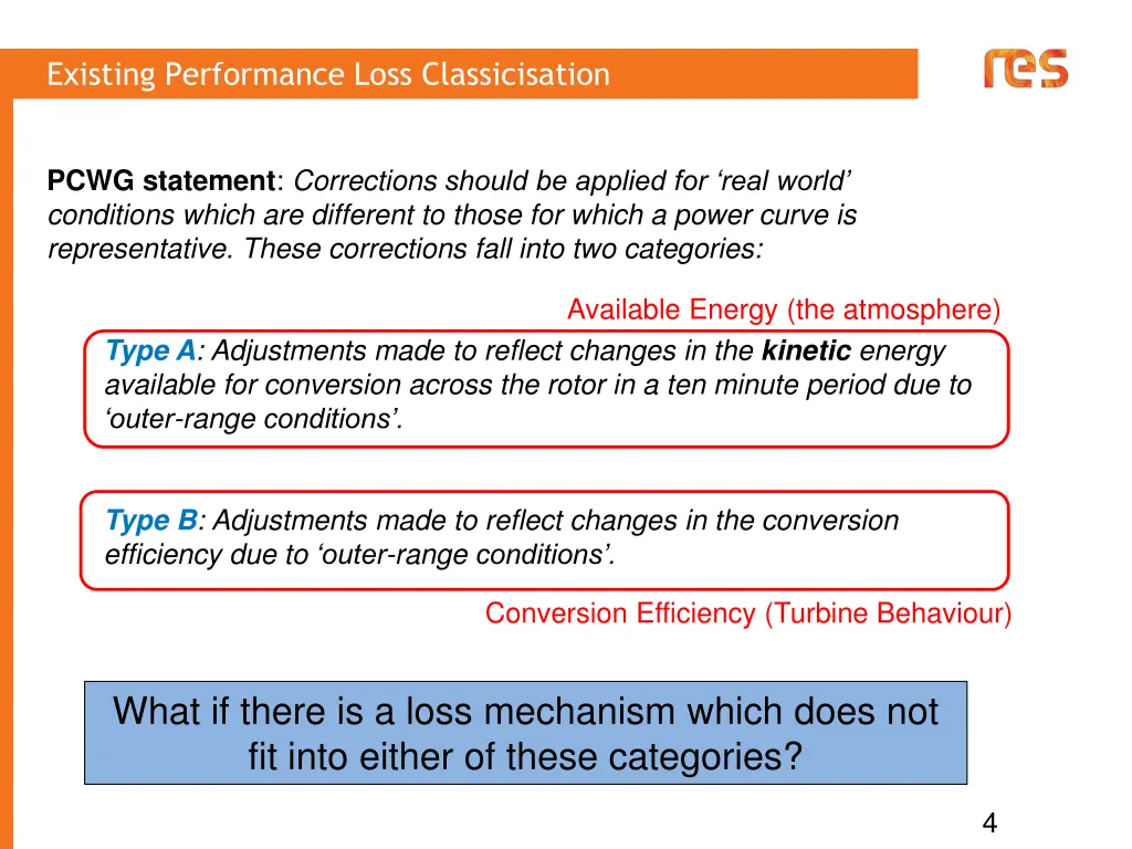 existing performance loss classicisation