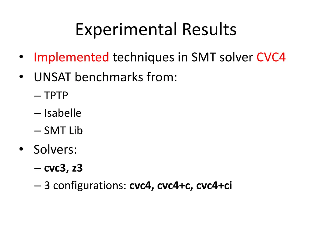 experimental results