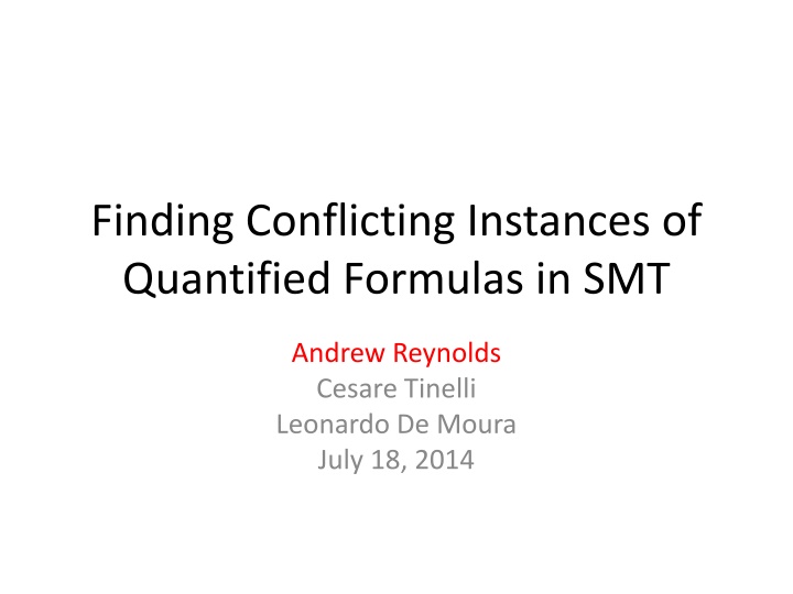 finding conflicting instances of quantified