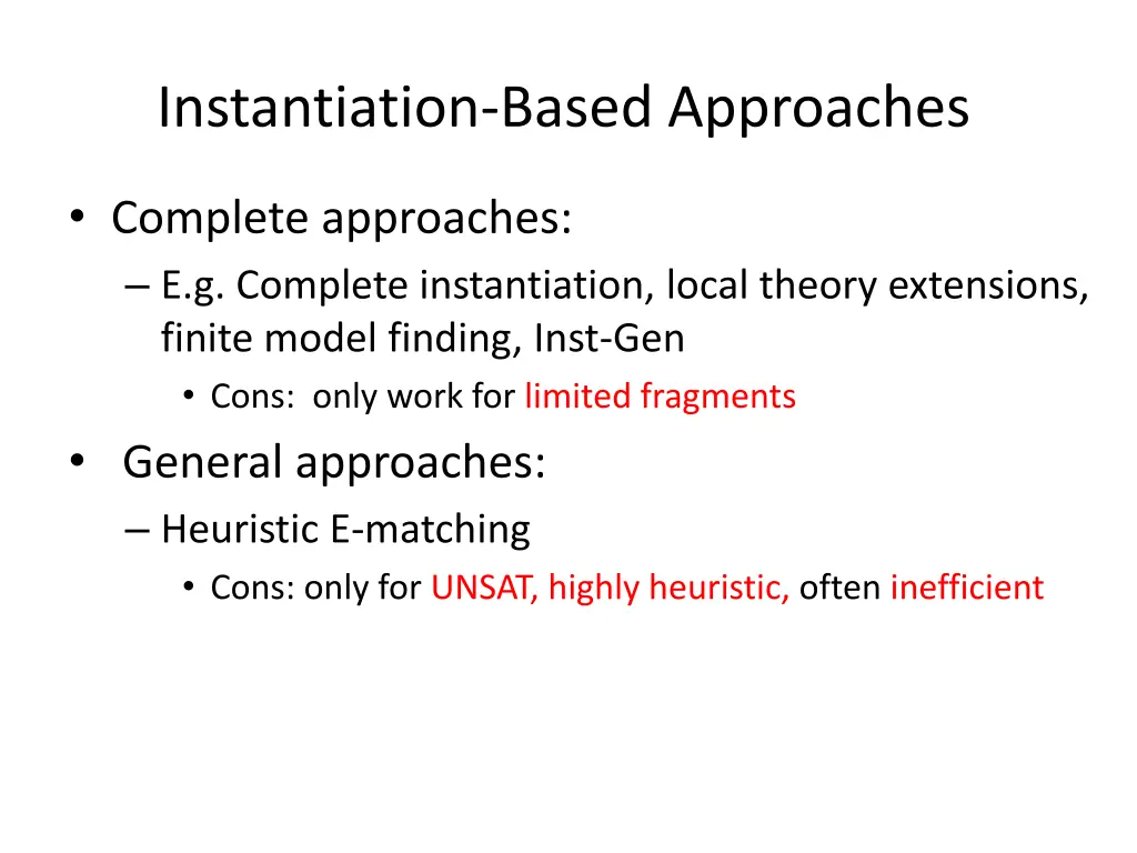 instantiation based approaches