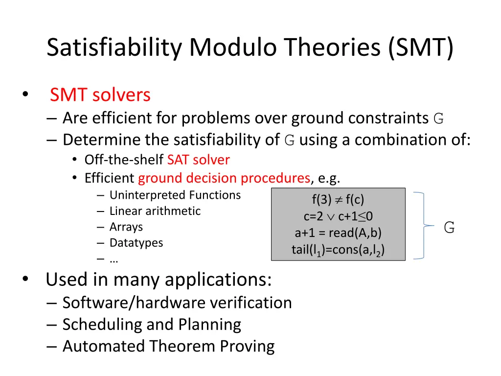 satisfiability modulo theories smt