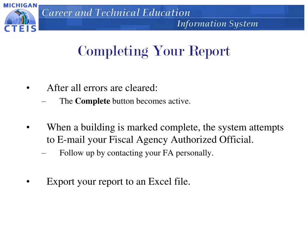 completing your report