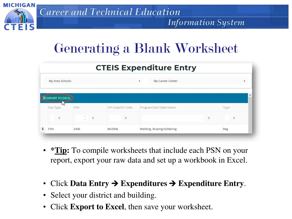 generating a blank worksheet