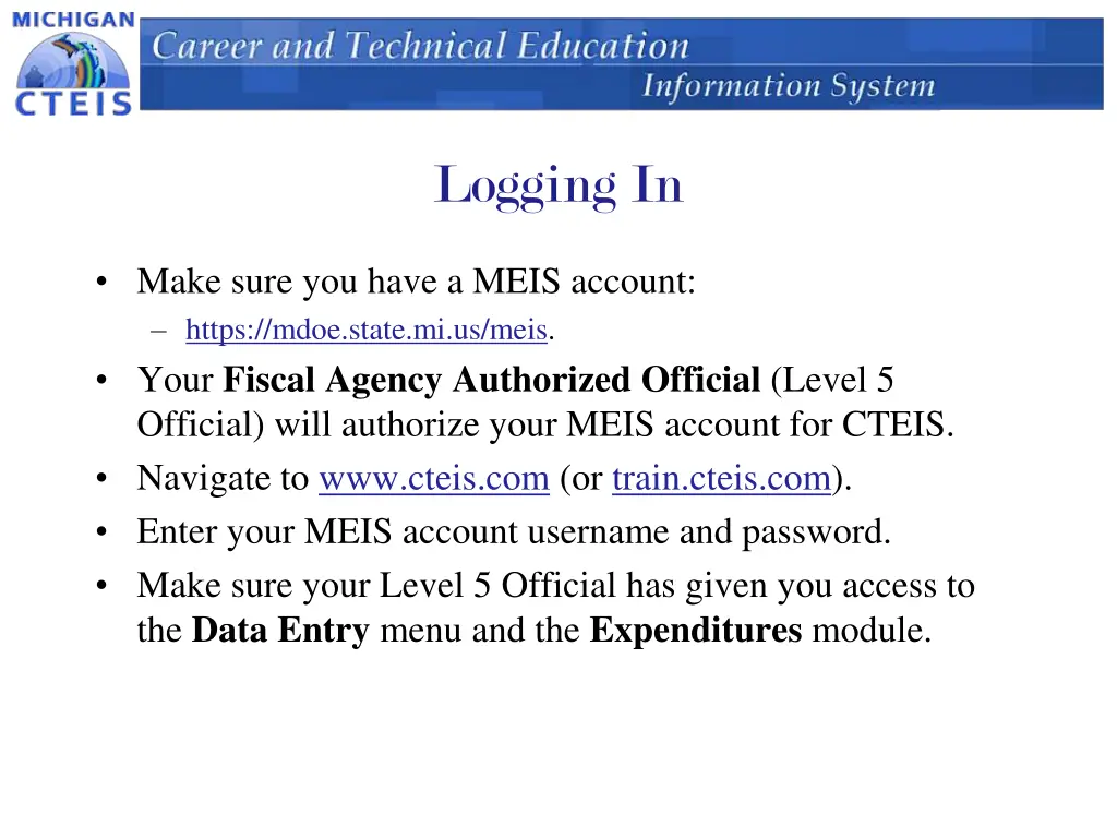 logging in