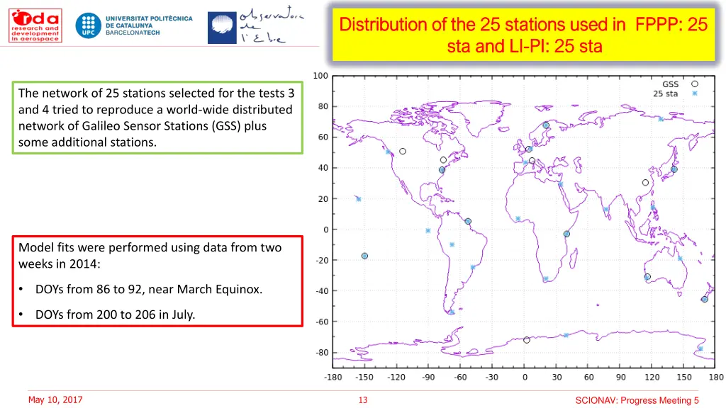 distribution of the 25 stations used in fppp