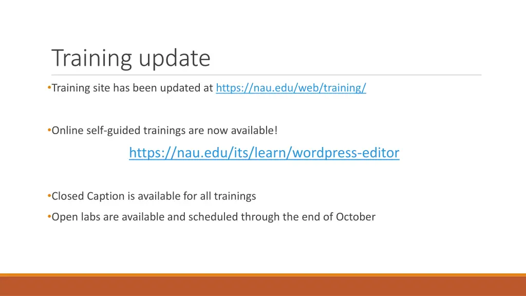 training update
