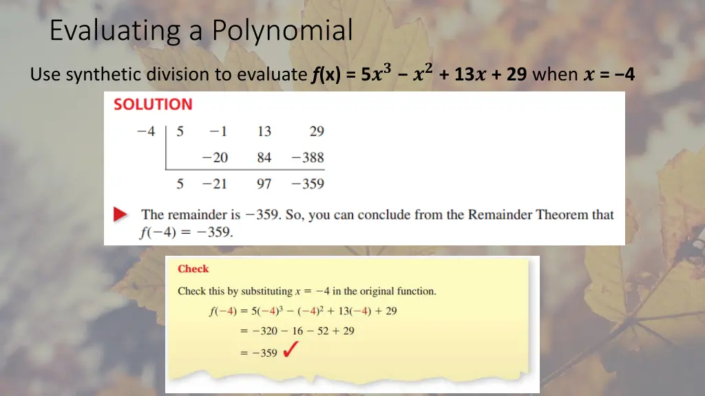 evaluating a polynomial